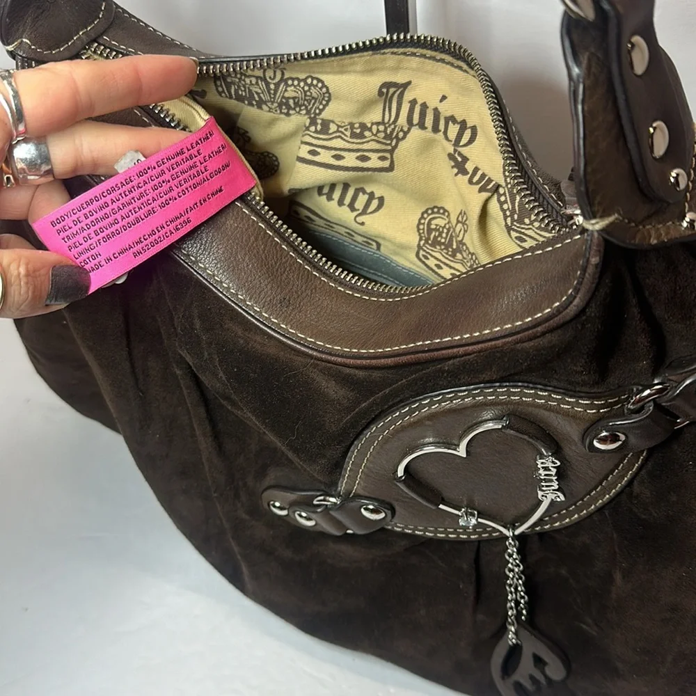 Y2K Juicy Couture Brown leather and suede shoulder bag 🤩 - Picture 13 of 14
